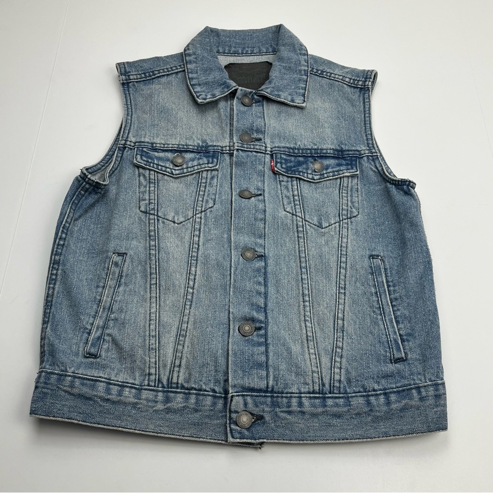 Levi’s Girls 10 - 12 Years Blue Denim Sleeveless Vest Button Streetwear Western